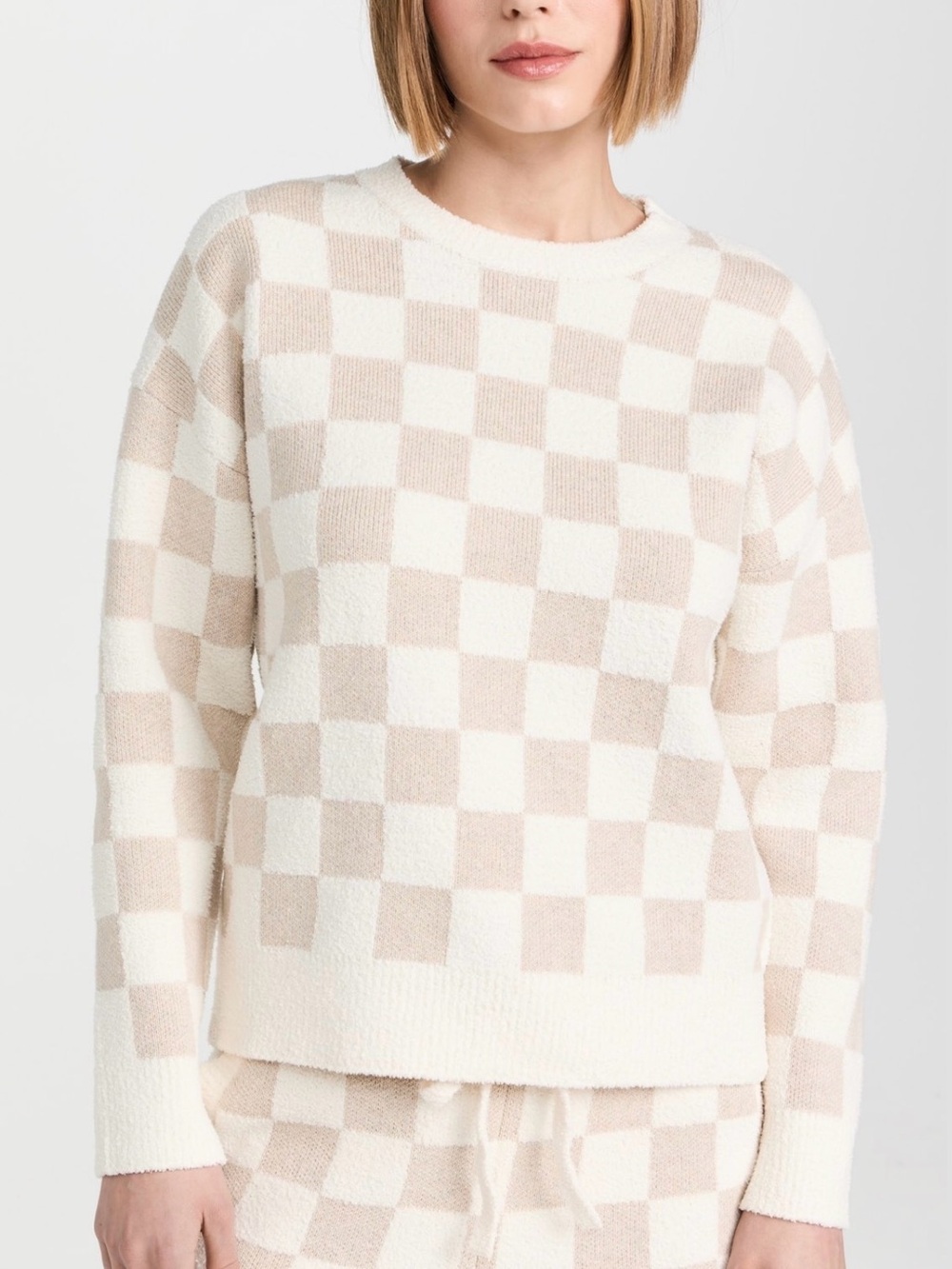 Barefoot Dreams Cozy Cotton Checkered Pullover NWT XL - Picture 3 of 10